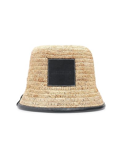 Jacquemus Women's Le Bob Soli Raffia & Leather Bucket Hat
