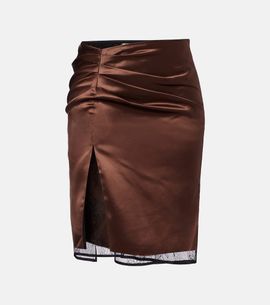 Jacques Wei Jacques Wei Lace-trimmed satin miniskirt