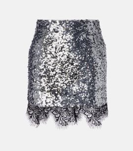 Jacques Wei Jacques Wei Lace-trimmed sequined miniskirt