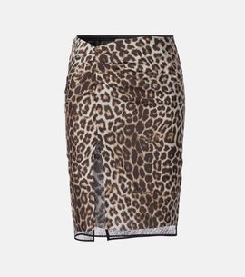 Jacques Wei Jacques Wei Leopard-print silk lace midi skirt