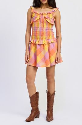 JACQUIE THE LABEL JACQUIE THE LABEL Juna Check Smocked Minidress