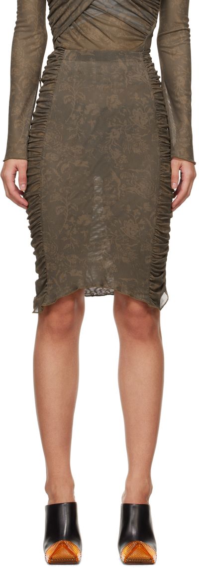 Jade Cropper Jade Cropper Khaki Ruched Midi SKirt