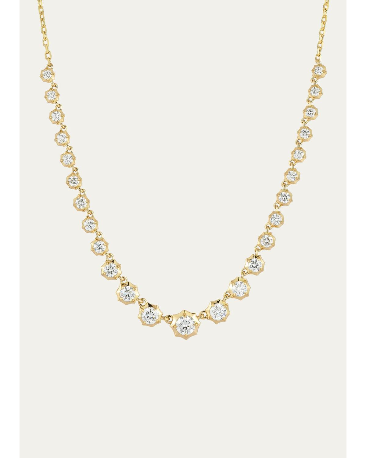 Jade Trau 18K Graduating Sophisticate Diamond Riviera Necklace