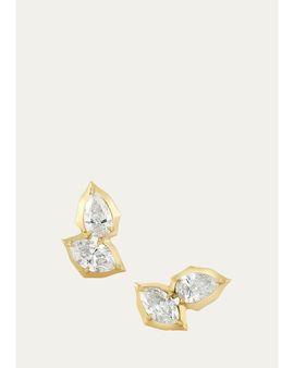 Jade Trau 18K Poppy Stud Earrings II with Diamonds