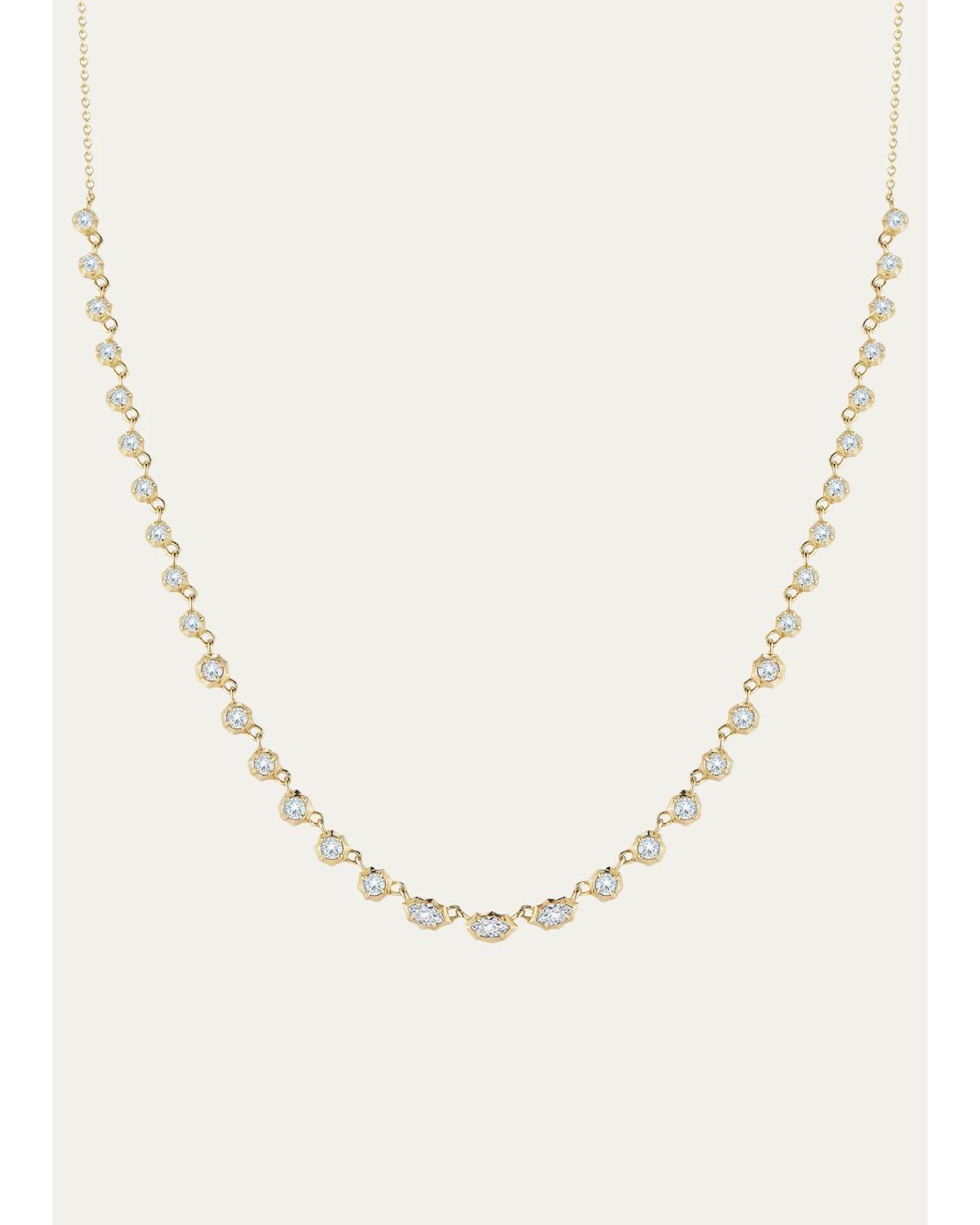 Jade Trau 18K Yellow Gold Small Maverick Diamond Riviera Necklace