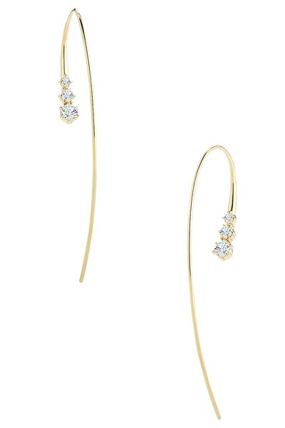 Jade Trau Jade Trau Three Stone Ara Hook Earrings