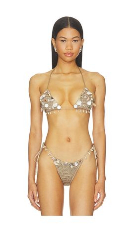 Jaded London Jaded London Anatase Crochet With Hanging Shells Bikini Top