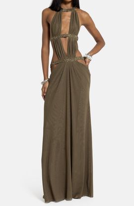 JADED LONDON JADED LONDON Bead Detail Plunge Neck Open Back Maxi Dress