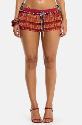 JADED LONDON JADED LONDON Beaded Fringed Micro Miniskirt
