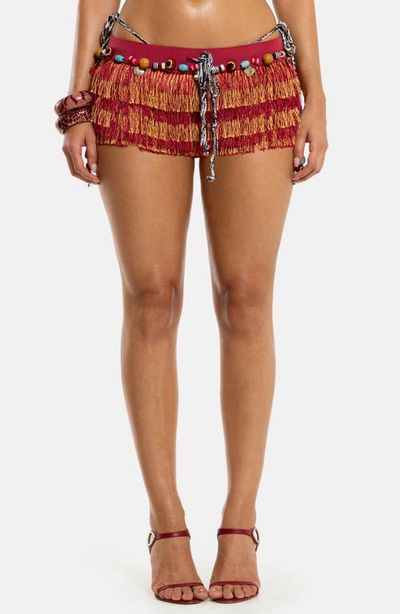 JADED LONDON JADED LONDON Beaded Fringed Micro Miniskirt