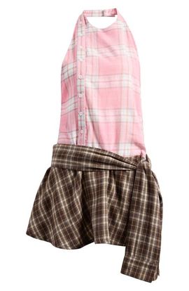 JADED LONDON JADED LONDON Colorblock Plaid Halter Minidress