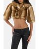 JADED LONDON JADED LONDON Cropped Oversized Shoulder Faux Fur Jacket - 1