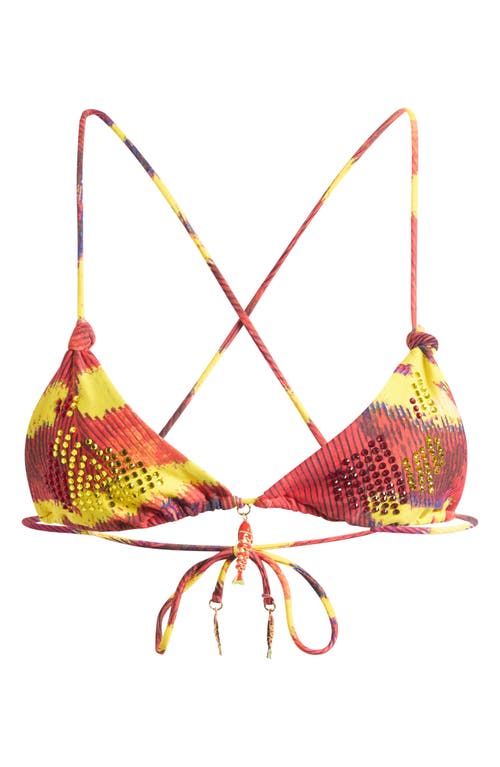 JADED LONDON JADED LONDON Diamante Crystal Embellished Fish Charm Bikini Top