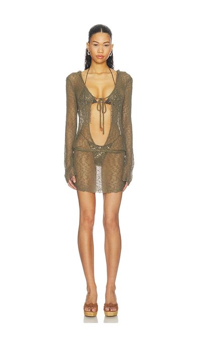 Jaded London Jaded London Knit Hooded Cutout Mini Dress
