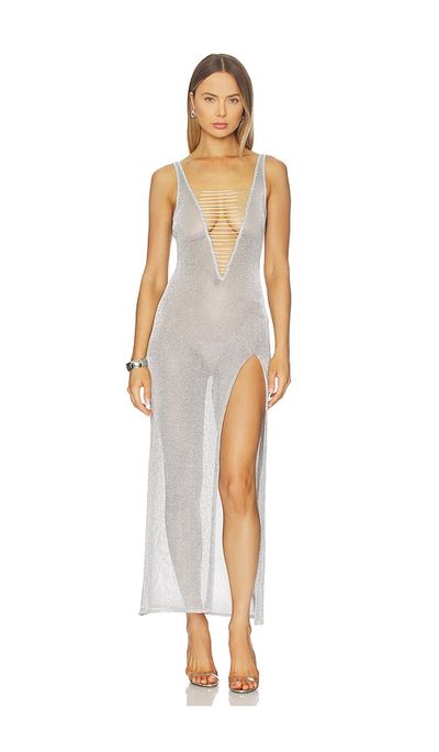 Jaded London Jaded London Lurex Knit Laddered Maxi Dress