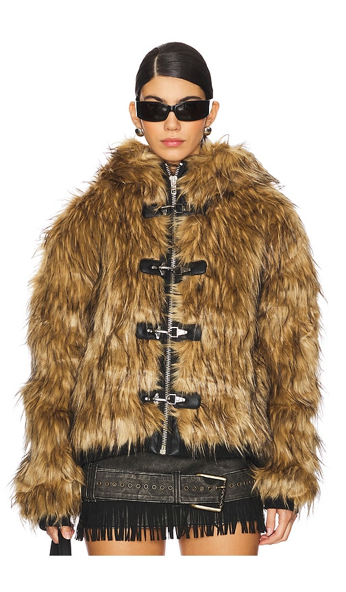 【Jaded London】Fur Jacket (M) Jaded London Mendoza Faux Fur Jacket in Brown | REVOLVE