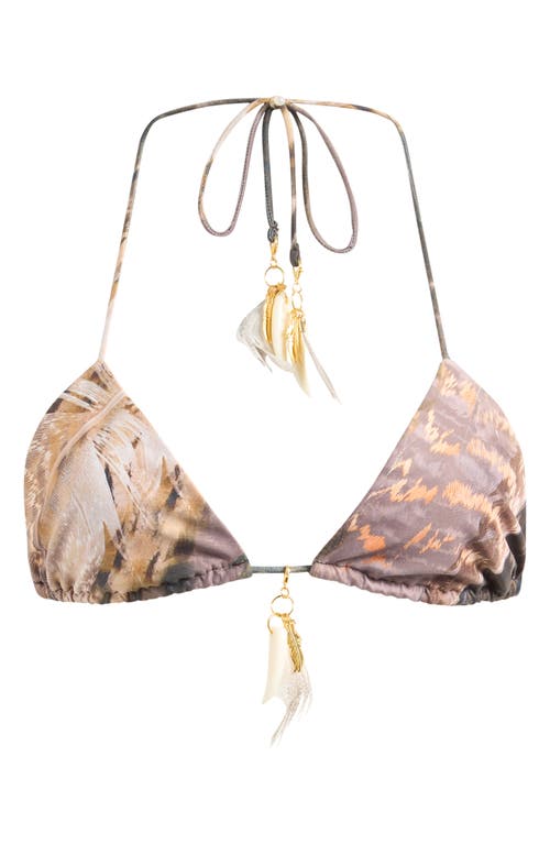 JADED LONDON JADED LONDON Triangle Feather Embellished Bikini Top