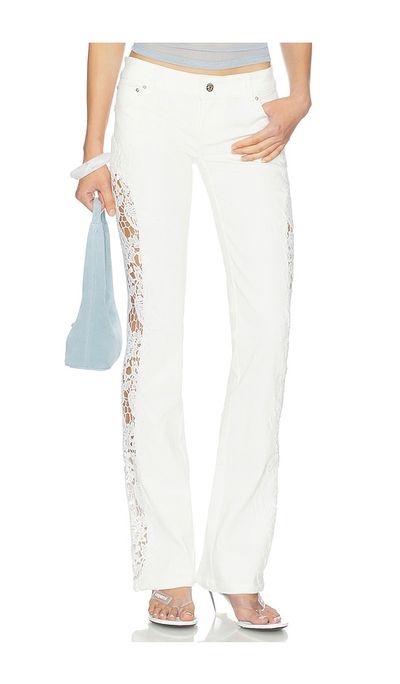 Jaded London Jaded London White Cooper Jeans With Lace Applique