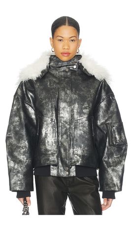 Jaded London Jaded London Xl Faux Fur Collar Bomber Jacket