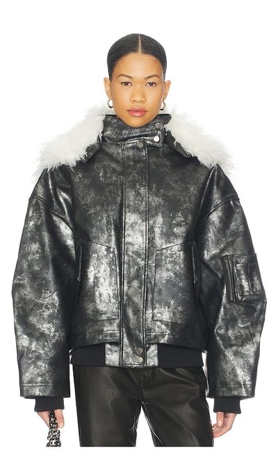 Jaded London Jaded London Xl Faux Fur Collar Bomber Jacket