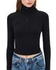 James Perse James Perse Cropped Long Sleeve Half Zip Black - 1