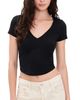 James Perse James Perse V Neck Cropped Tee Black - 1