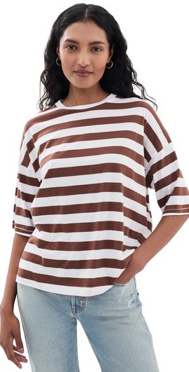 Jamie Haller Jamie Haller The Draped Tee Brown Rugby Stripe