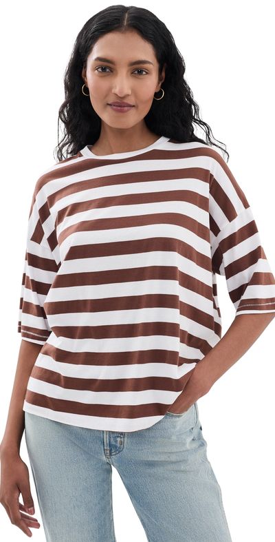 Jamie Haller Jamie Haller The Draped Tee Brown Rugby Stripe