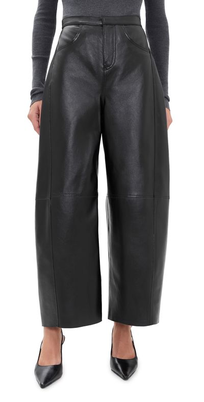 Jamie Haller Jamie Haller The Lambskin Leather Sculpted Baggy Pants Black