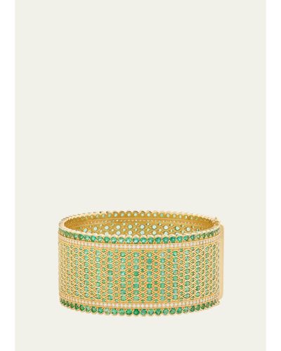 Jamie Wolf 18K Gold Woven Emerald & Diamond Bracelet