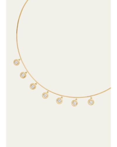 Jamie Wolf 18K Yellow and White Gold Round Edge Diamond Drop Wire Necklace