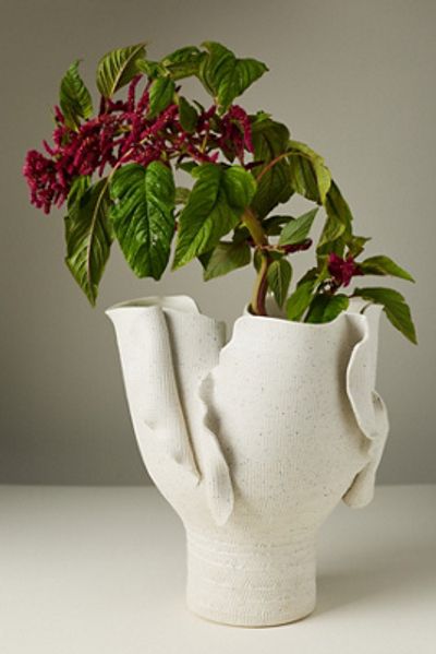 Jamie Young Ivory Textured Torn Porcelain Vessel