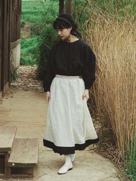 JAMMER Bicolore linen skirt_Charcoal