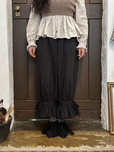 JAMMER Linen warm-up frilled pants