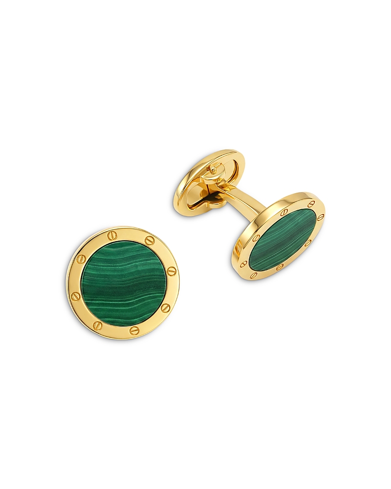 Jan Leslie Jan Leslie 18K Gold Vermeil Rivet Malachite Cufflinks