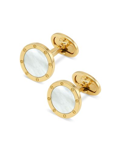 Jan Leslie Jan Leslie 18K Gold Vermeil Rivet Mother-of-Pearl Cufflinks