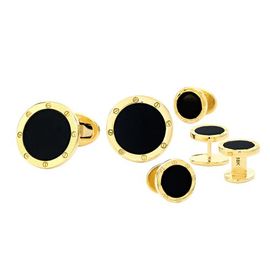 Jan Leslie Jan Leslie Black Onyx 18kt Gold Cufflinks & Studs 