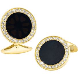 Jan Leslie Jan Leslie Black Onyx & Diamond 18K Gold Cufflinks 