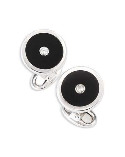Jan Leslie Jan Leslie Diamond and Onyx Round Cufflinks