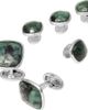 Jan Leslie Jan Leslie Faceted Emerald Sterling Cufflinks & Stud Set - 1