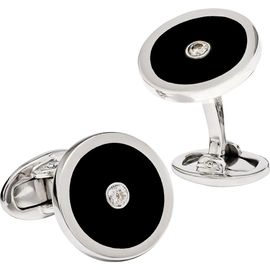Jan Leslie Jan Leslie Gemstone and Diamond Sterling Silver Round Cufflinks