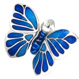 Jan Leslie Jan Leslie Hand Painted Enamel Butterfly Sterling Silver Lapel Pin