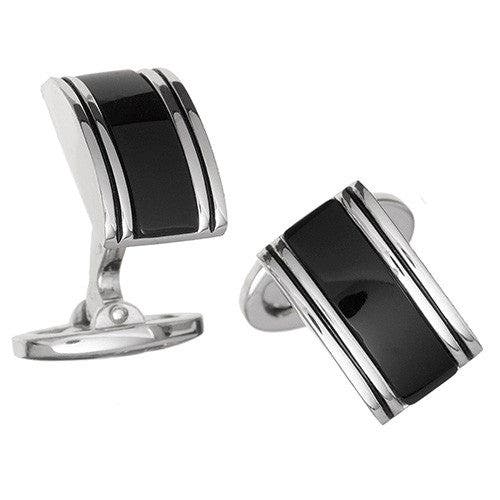 Jan Leslie Jan Leslie Linear Etch Rectangular Gemstone Sterling Silver Cufflinks