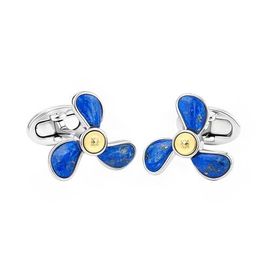 Jan Leslie Jan Leslie Moving Propeller Gemstone Sterling Silver Gold Vermeil Cufflinks