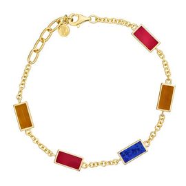 Jan Leslie Jan Leslie Multi Gemstone Five Station Dash Rectangle Bracelet
