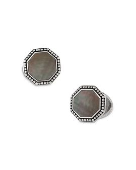 Jan Leslie Jan Leslie Octagon Grey Mother-of-Pearl Antique Border Cufflinks