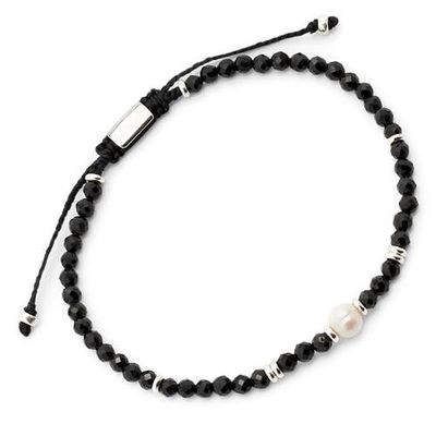 Jan Leslie Jan Leslie Onyx and Pearl Center Beaded Pull Bracelet