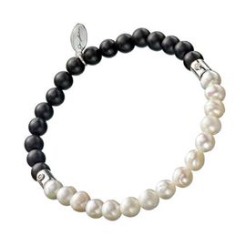 Jan Leslie Jan Leslie Pearl & Onyx Beaded Flex Bracelet