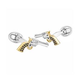 Jan Leslie Jan Leslie Pistol 24K Vermeil & Black Diamond Handle Sterling Cufflinks