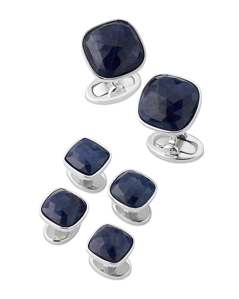 Jan Leslie Jan Leslie Sapphire Square Sterling Cufflink Stud Set